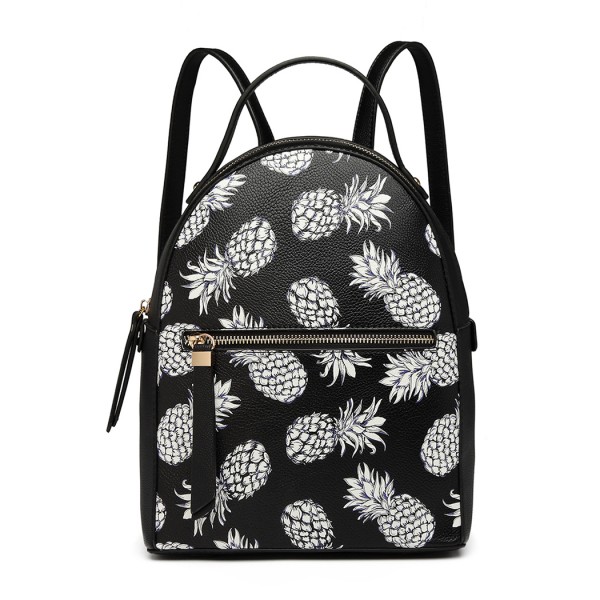 LG1866P-MISS LULU STYLISH LADIES RUCKSACK LEATHER PRINTED BACKPACK BLACK LG1866P-MISS LULU STYLISH LADIES RUCKSACK LEATHER PRINTED BACKPACK BLACK